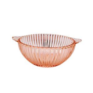QUEEN MARY PINK Depression BOWL TWO HANDLE, LUG SOUP ANCHOR HOCKING GLASS 5⅜ Dia